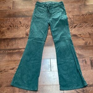 American Eagle-women’s high-rise flared corduroy pants.
